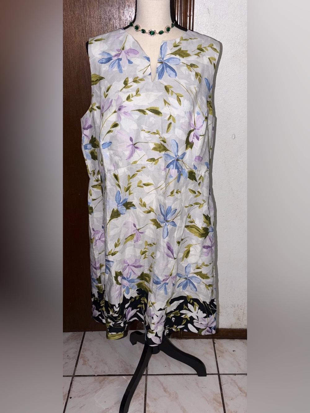 J.Jill “100 linen Marble Floral Print Sleeveless Midi DressXL